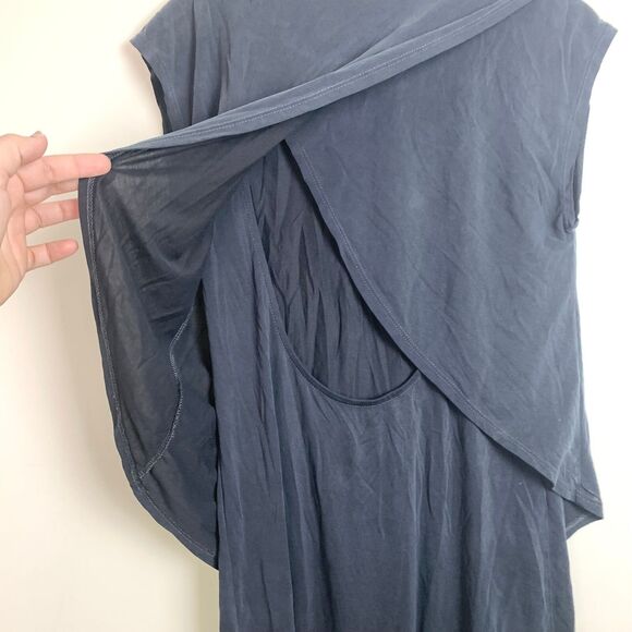 Trouve Black Overlay Crossover Open Back Cap Sleeve Round hem Dress Size XS - Picture 5 of 8